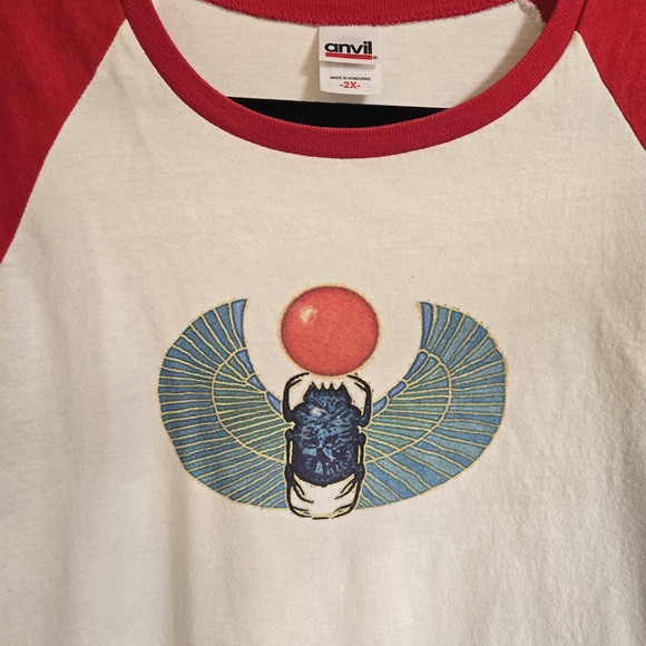 Anvil Red and White Raglan Tee with Graphic - Picture 2 of 4